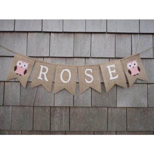 Personalized name cute owl baby shower birthday burlap Banners nursery room Buntings garlands Photo Prop signs