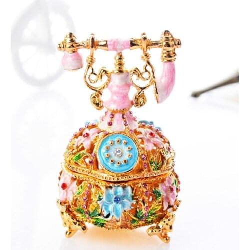 European-style craft gift home creative telephone decoration decoration photography props Russian alloy jewelry box metal Model