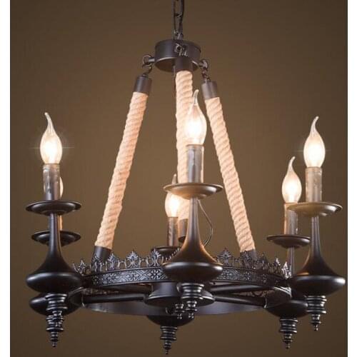 Retro loft Vintage Pendant Lights Loft Mirror Bar Rope Pendants Lamps Industrial Lamp lustres de teto suspension luminaire Light