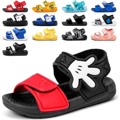 Baby Childrens Sandals Spider Man EVA Cartoon Mickey Cartoon Childrens Shoes Beach Shoes Soft Soled Non Slip Boys' Shoes