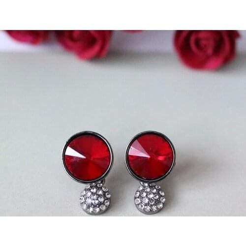 VEYO Cute Rhinestone Stud Earrings For Woman Trendy Round Crystal Fashion Jewelry New