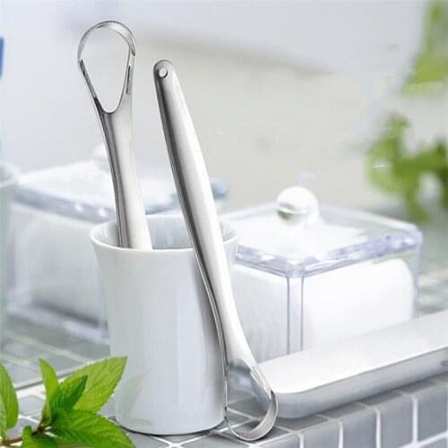 Simple Useful Tongue Scraper Stainless Steel Oral Tongue Cleaner Mouth Cleaning Brush Reusable Fresh Breath Maker