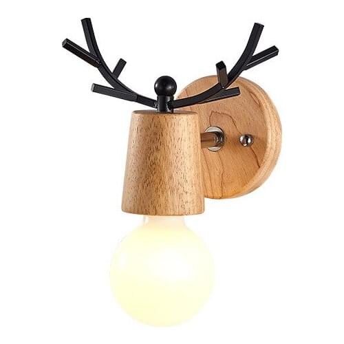 Modern loft nordic decoration home crystal wall lamp wood iron bedside bedroom bedside corridor wall lamp wall lamp