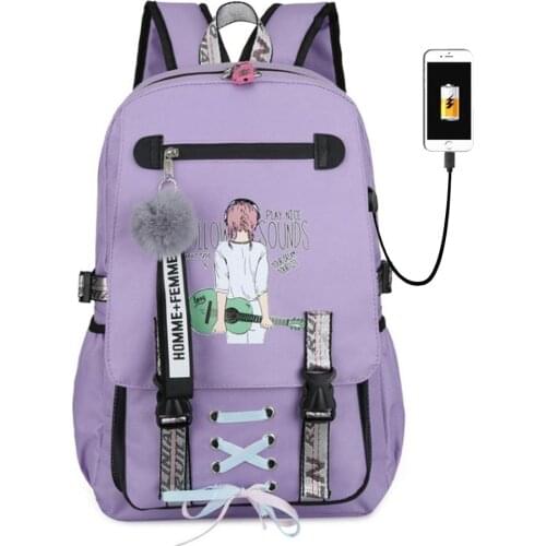 Student Cute School Bag Book Bag Girl Kawaii book Backpack Women Travel Backpack Anti-theft USB Charging Female Laptop bag
