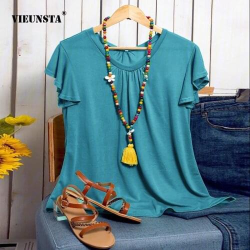 Loose Blouses Women Tops and Blouses Spring and Summer Elegant Woman Top Ruffles T-shirts Plus Size Tops for Girls Short Sleeves