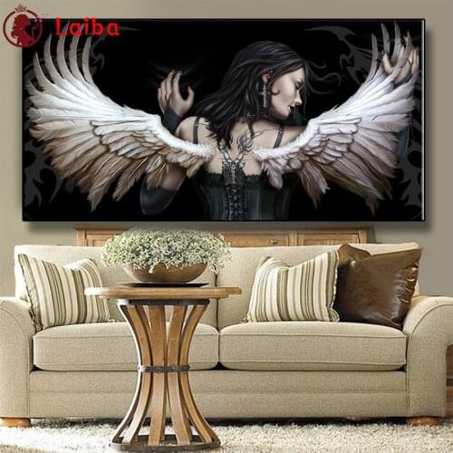 Diamond Embroidery Fantasy sexy woman with angel wings Diamond Painting Full Square round drill Mosaic Cross Stitch Wall Art