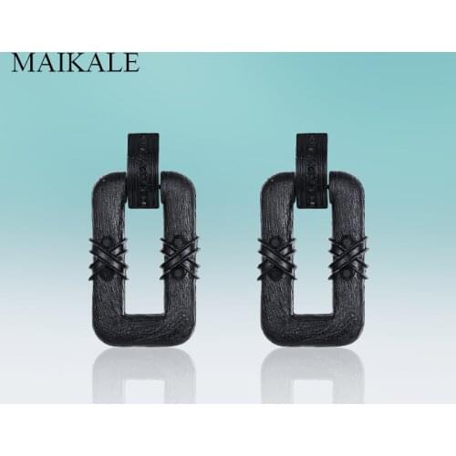 MAIKALE Vintage Creativity Dangle Alloy Square Hanging Rhinestone Earrings High Quality Drop Earrings for Women Jewelry Gifts