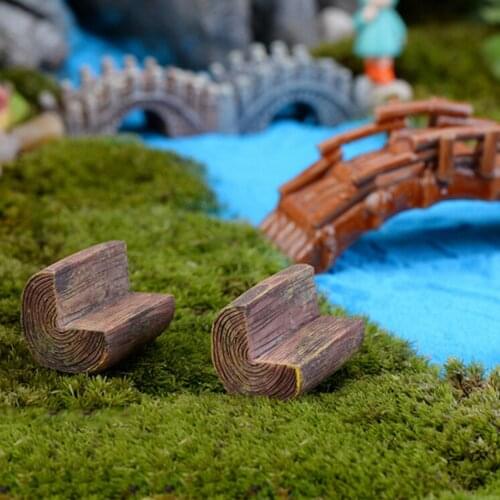 1PCS Mini Sofa Chair Doll House Miniatures Cute Fairy Garden Gnome Moss Terrarium Decor Crafts Bonsai Fairy Garden Bench Model