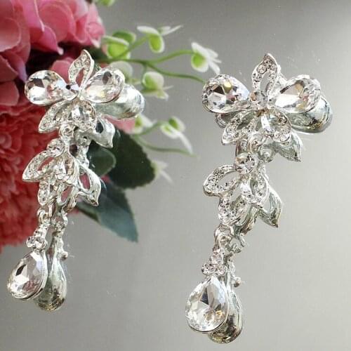 1 Piece Rhinestone Applique Motif for Wedding Dresses Crystal Applique Patches Handmade Bridal Belts DIY Sewing Shoes Accessory