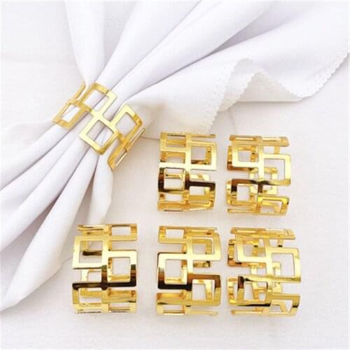 10PCS metal gold / silver Great Wall pattern napkin buckle napkin ring wedding table soft decoration ornaments mouth cloth ring