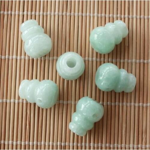 10PC Natural Emerald Jade Gourd Beads Tee Jadeite Jewelry Fashion Charm Accessories DIY Hand-Carved Lucky Amulet Gifts Women