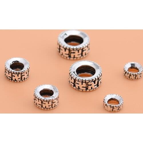 10PCS eads gasket 925 sterling silver Thai silver beads loose beads accessories handmade beaded material bracelet accessories