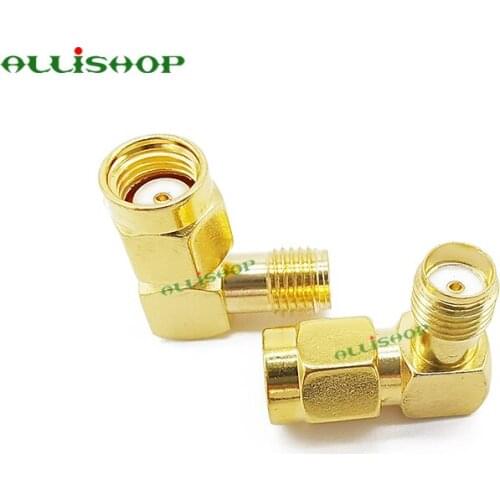 100Pcs SMA Brass Adapter RP.SMA Male Jack To SMA Female Jack Connector 90 Degrees Right Angle RF Coaxial Connector
