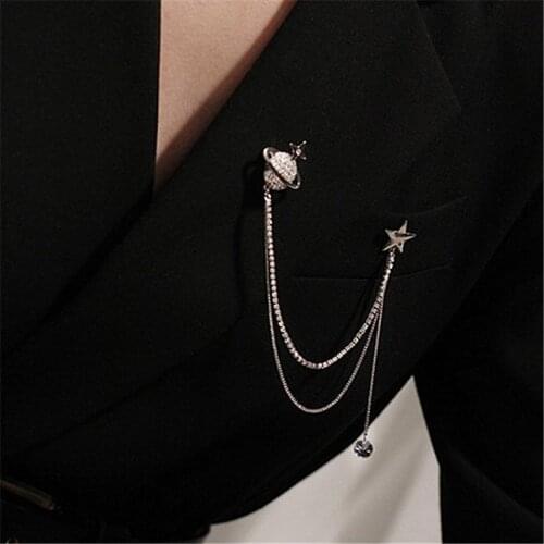 2021 Korean Elegant Crystal Planet Chain All-match Brooches Gift Fashion Clothing Accessory Womens Corsage Party Brooch Pins