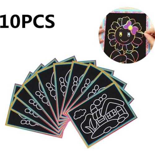 3 sets 30PCS Patterned Scratch Art Paper Magic Painting Paper With Drawing Stick Kids Toy Drawing Toys