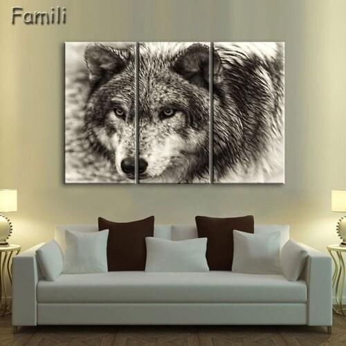 3Piece Painting Calligraphy Wall Painting Animal Wolf Canvas Prints Paint Art Pictures Home Decor Posters Quadro Decoracion