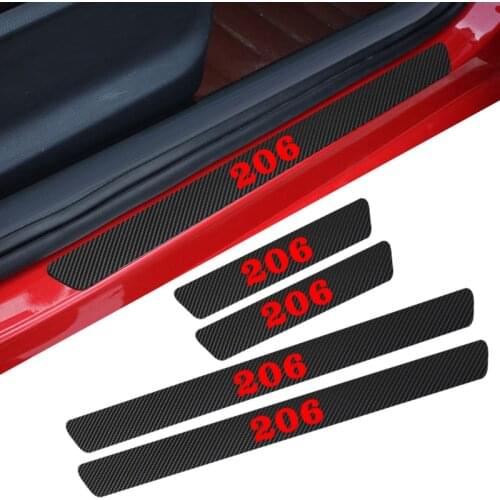 4PCS Waterproof Carbon Fiber Sticker Protective for Peugeot 206 Car accessories Automobiles