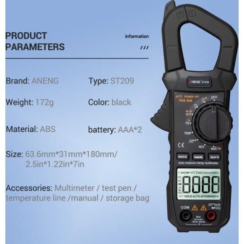 6000 Counts True RMS Clamp Meter Digital Multimeter NCV Square Wave Output Diode Y98E