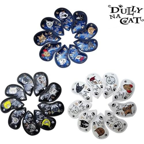 9pcs/set DULLY NA CAT golf iron club headcover set upscale PU embroidery golf rods cover 4-P A S# Free shipping