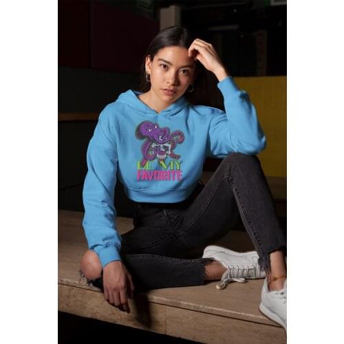 Angemiel Wear Octopus Be My Favourite Blue Short Hooded Sweatshirt