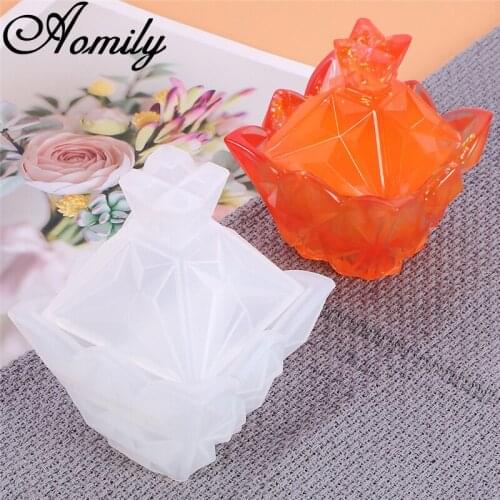 Aomily DIY Jewelry Storage Storage Box Crystal Epoxy Silicone Molds Box Resin Cosmetic Tools Holder Cake Mold Baking Tools