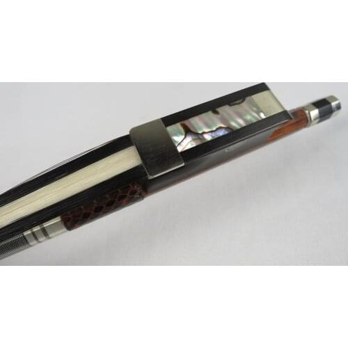 Balance France style snakewood 3/4 bass bow.white+black horse hairs