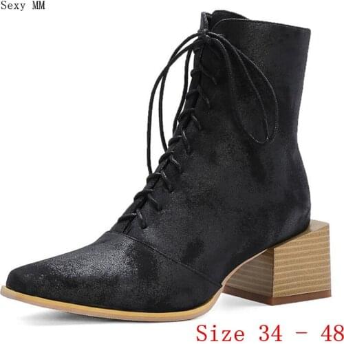 Spring Autumn High Heels Ankle Boots Women Short Boots Ladies Shoes botas botte femme Plus Size 34 - 40 41 42 43 44 45 46 47 48