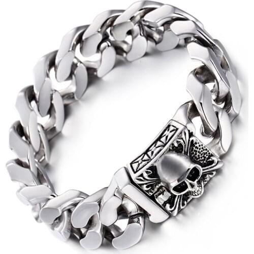 316L titanium steel bracelet European and American mens stainless steel skull bracelet