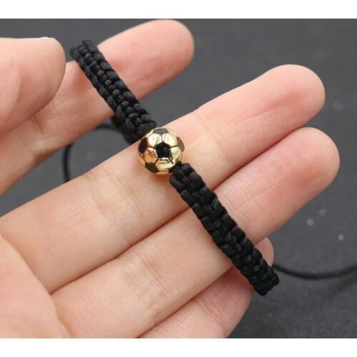 Charm Bracelet For Boy Girl Copper Gold Color Football Ball Braiding Adjustable Bracelet Couples Friendship Bracelet Men Jewelry