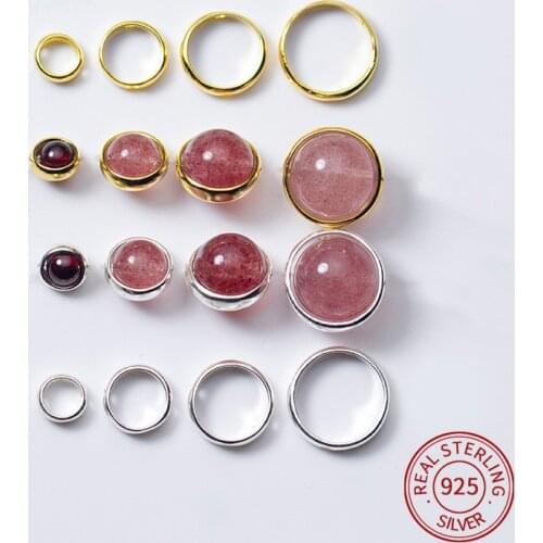 925 Sterling Silver wrap Beads ring hollow round hole spacers Round DIY Jewelry Bracelet Necklace Findings plated gold