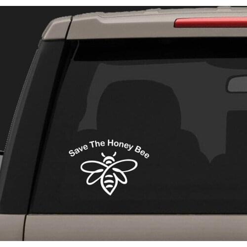 Black/Sliver Save The Honey Bee Decal Cute Honey Bee Sticker Waterproof Removable Car Rear Window S106