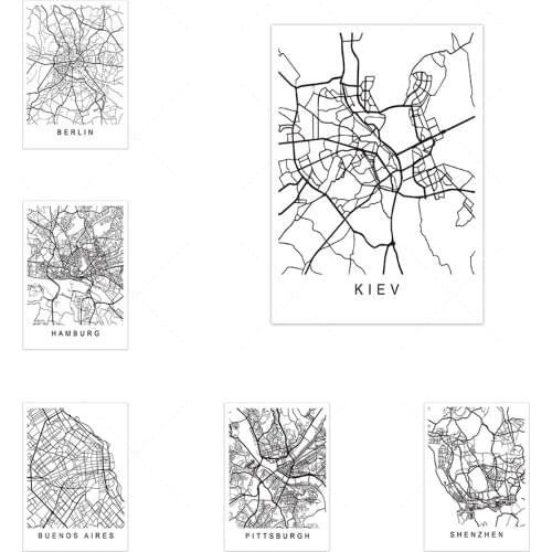 Black And White World Map Canvas Painting Poster And Prints Wall Pictures For Living Room Home Decor