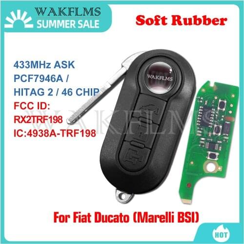 For Fiat 500L MPV Ducato Citroen Jumper Peugeot Boxer 2008-2015 New Soft Rubber Like OEM Remote Car Key Marelli BSI RX2TRF198