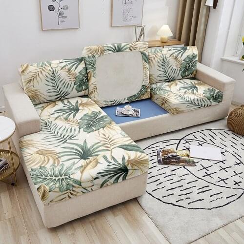 Plant Sofa Seat Cushion Cover Elastic Tropical Leaves Furniture Protector Polyester Stretch Washable Removable Slipcover