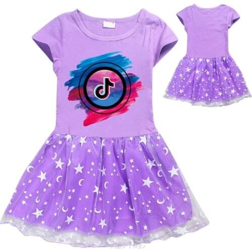 Purple Dress Tik Tok Girl Dress Baby Pink Party Princess Dress For Baby Newborn Clothes kids dresses for girls Pattern