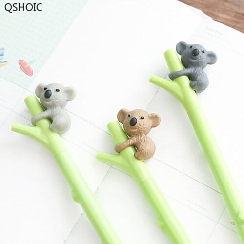 30 Pcs/Lot Kawaii Koala Gel Pen 0.5mm Black Ink Pens Signature Writing Korean Wholesale Office Accessories School Supplies