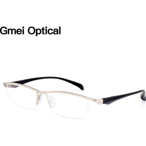 Gmei Optical Men Large Size Titanium Alloy Glasses Frames for Men Eyewear Flexible Legs IP Electroplating Alloy Spectacles Y8011
