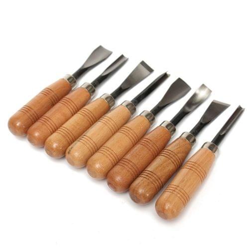 Fixmee Big Size 8Pcs Woodpecker Dry Hand Wood Carving Tools Chip Detail Chisel Knife