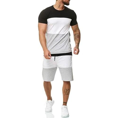 Summer New Men Short Sleeve Shorts Mens Sets Color Matching Ropa Outdoor Sports and Leisure Contrast Mens Running Sports Suit
