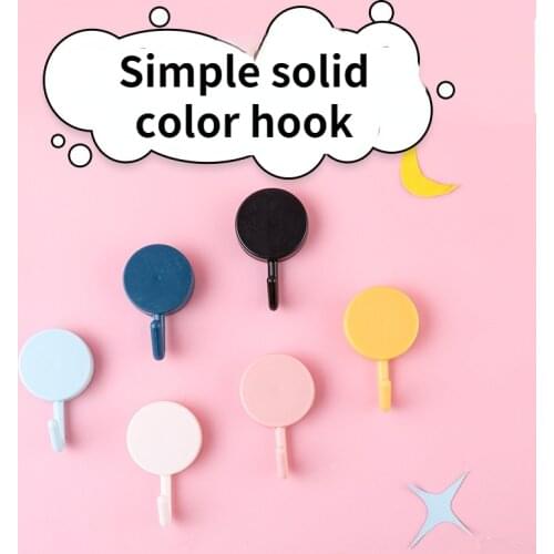 Glue Hook Simple Lovely Solid Color Ins Glue Hook Door Back Bedroom No Stick Wall Mark No Punch Kitchen Toilet Home Accessories