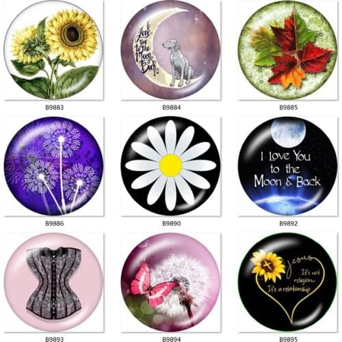 Moon love sunflower Dandelion girls 12mm/18mm/20mm/25mm Round photo glass cabochon demo flat back Making findings B9882