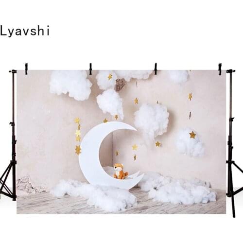 Lyavshi Photography Background Baby Newborn Golden Star Moon Cotton Party Portrait Photography Backdrop
