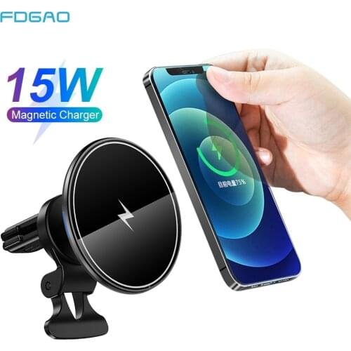 15W Magnetic Car Wireless Charger Mount Stand For MagSafe iPhone 12 Mini Pro Max Fast Charging Wireless Charger Car Phone Holder