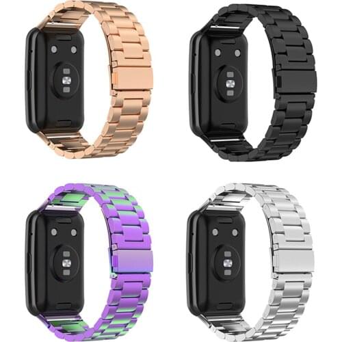 Fashion Simple Three-bead Steel Belt Watch Strap Replacement Watchband Bracelet for Huawei Watch Fit Accessories