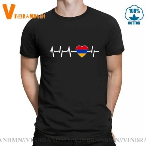 Fashion I Love Armenia Country Flag T Shirt Men Humor Tee Shirt Short Sleeve O-neck T-shirt Armenian Heartbeat Pride Tops