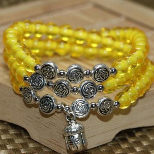 Original design women multilayer bracelets 3 style synthetic yellow resin popcorn beeswax 6mm round beads bangle jewelry B2248