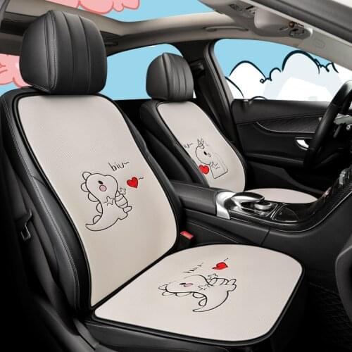Car Front Seat Cushion Embroidered Little Dinosaur Pig Couple Cute Home Office Universal Car Assessoires Interior for Bmw Mini