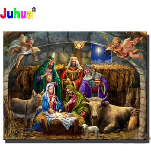 Full Square/Round Drill Diamond Painting Cross Stitch Embroidery"Jesus Born in the Manger"Rhinestone Mosaic Decor Religion Gift