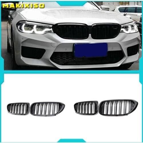 Front Bumper Kidney Grille Grill for BMW G30 G31 G38 5 Series 525I 530I 540I 550I with M-Performance Black Double Line Kidney Gr