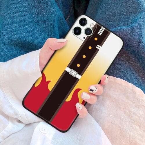 Kyojuro Rengoku demon Slayer KNY silicone Phone Case FOR iPhone Se 6 6s 7 8 Plus X Xr Xs 11 12 Mini Pro Max Glass Cover Shell